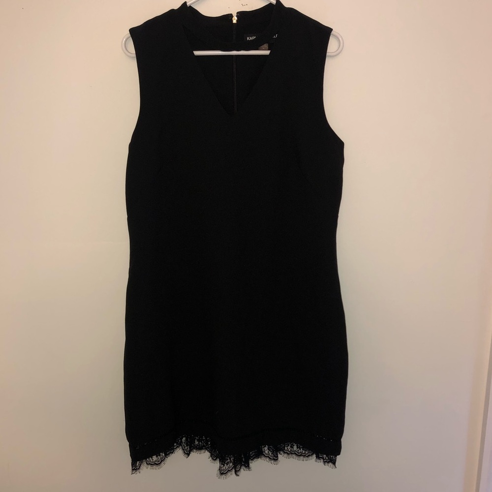 Karl Lagerfeld Cut Out Lace Trimmed Dress - Picture 1 of 6